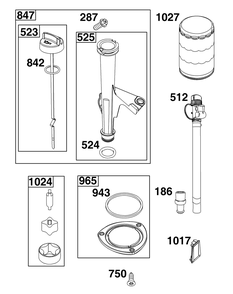 Lubrication Group Diagram and Parts List for 44U777-0011-G1 400000 - 699999 Briggs and Stratton Engine